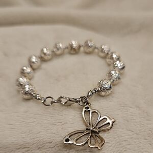 Shimmering Silver Butterfly Bracelet